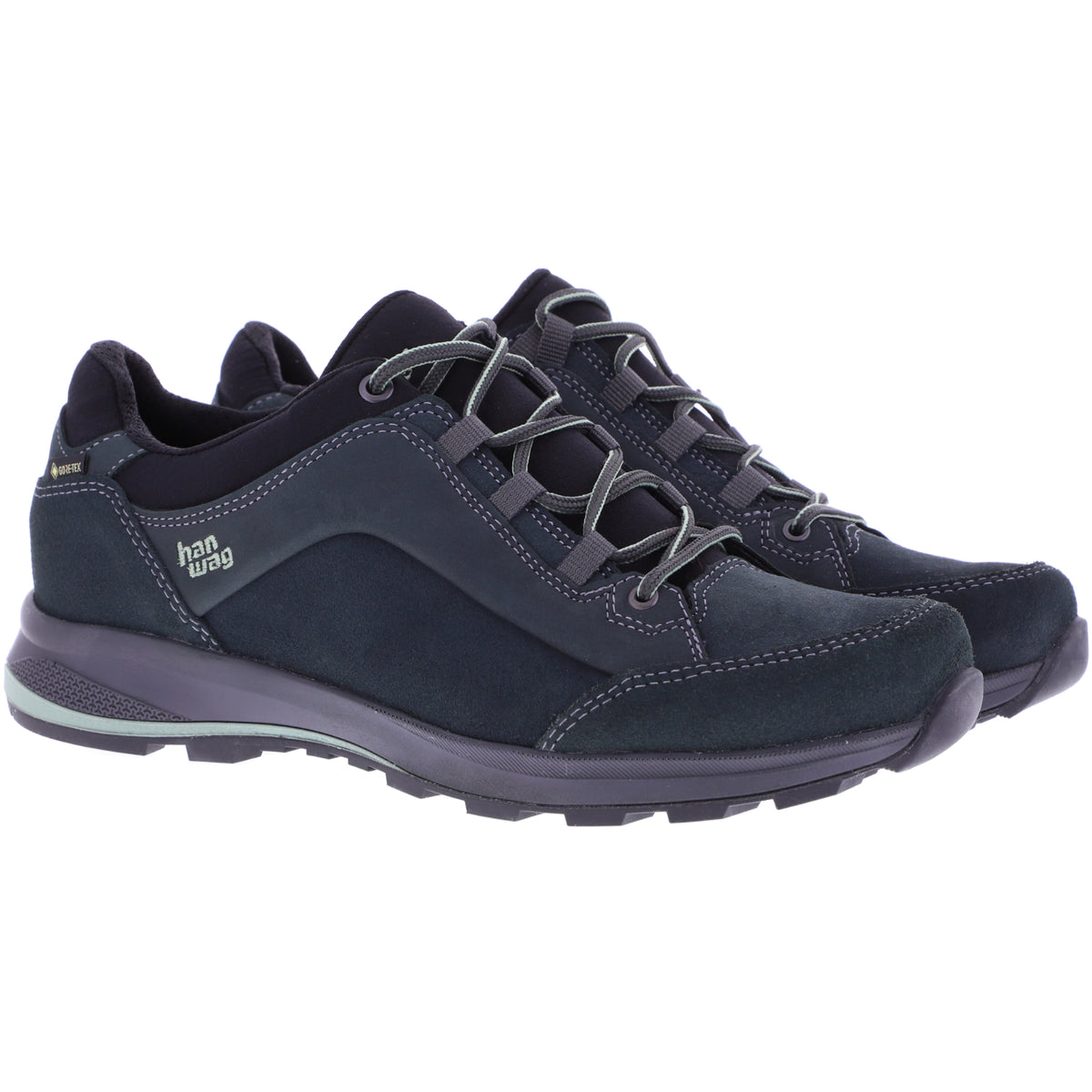 Hanwag / Modell: Banks Low Lady GTX / Petrol-Mint / Leder / GORE-TEX® / Damen Wanderschuhe