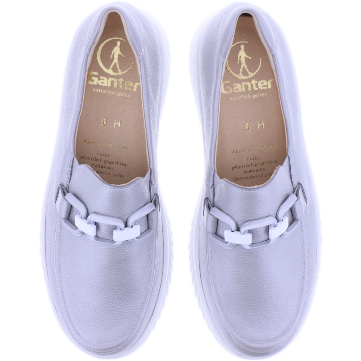 Ganter | Heike | Silber Softmetallic | Weite: H | Kalbsleder | 9-204530-7600 | Damen Slipper