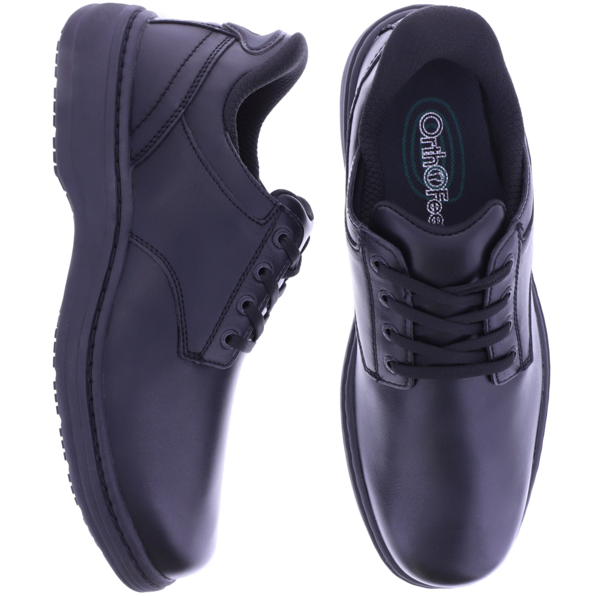Orthofeet® | Claude | Schwarz Leder | Hands-Free Schuhe mit Fersendämpfung | Herren Schnürer