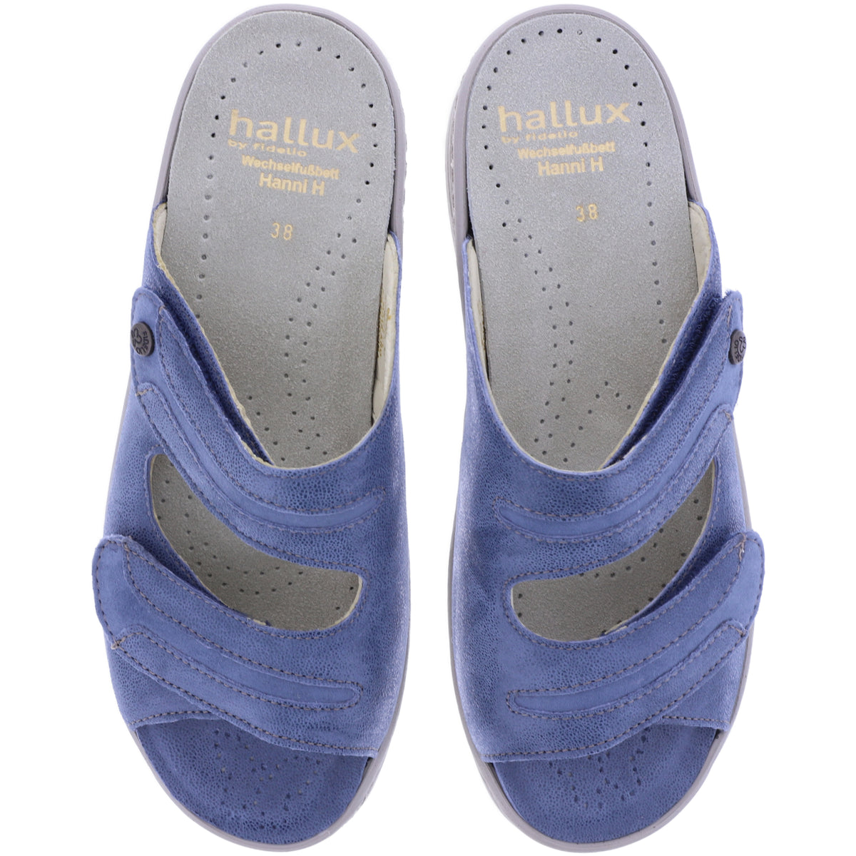 Fidelio | Hedi | Jeans-Hellblau | Leder-Stretch | Hallux | Weite: H½ | Damen Pantoletten