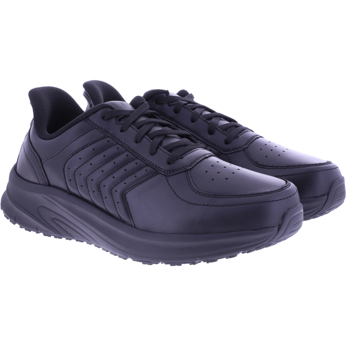 Orthofeet® | Navigate | Schwarz Leder | Hands-Free Schuhe mit Fersendämpfung | Herren Schnürer