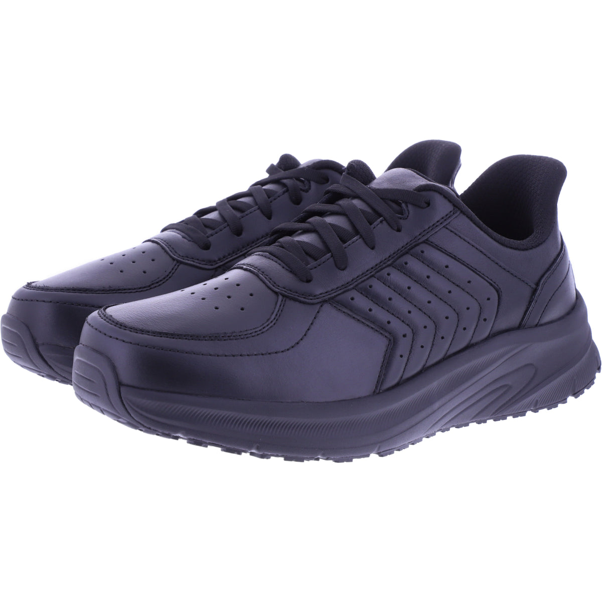 Orthofeet® | Navigate | Schwarz Leder | Hands-Free Schuhe mit Fersendämpfung | Herren Schnürer