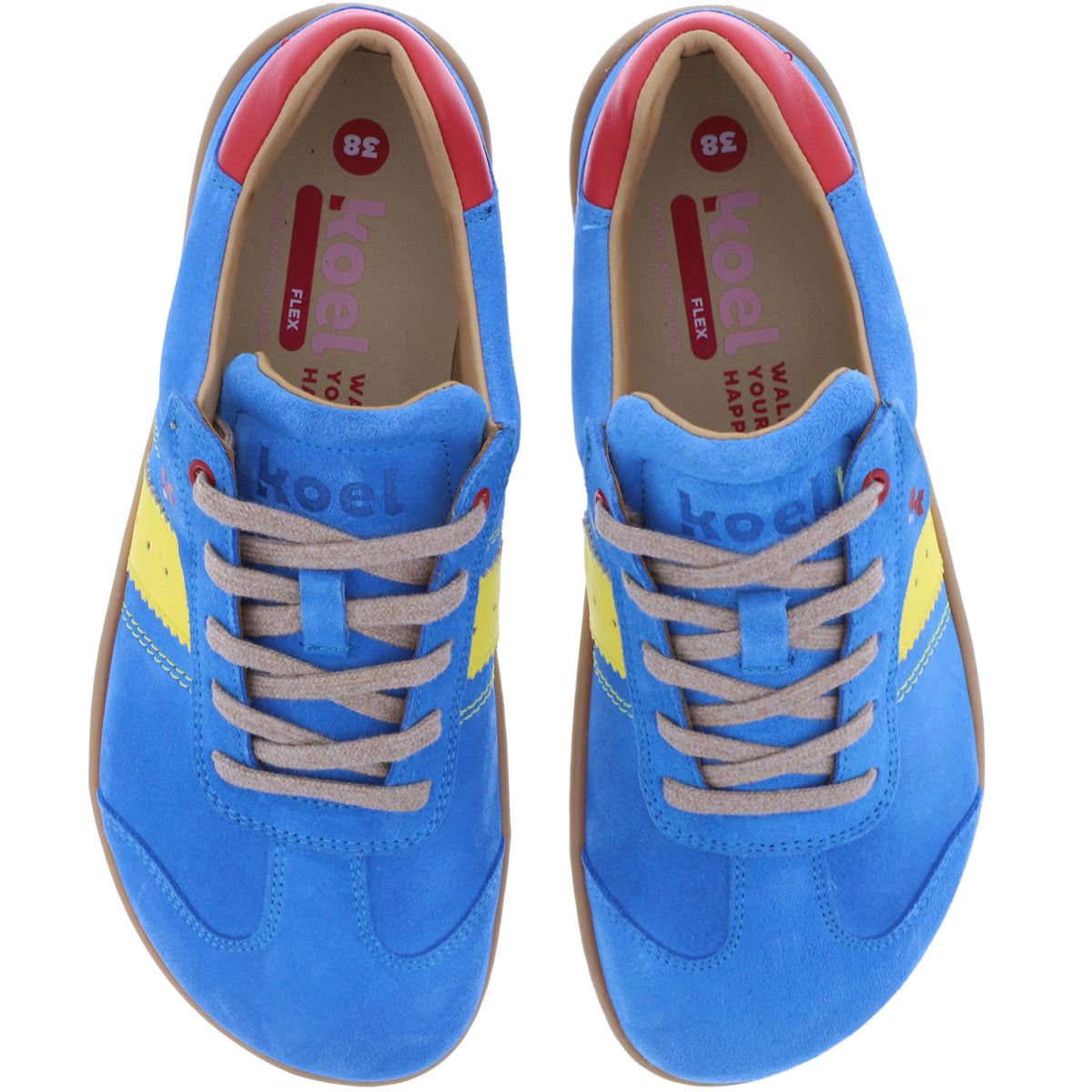 Koel | Ila 3.0 | Jeans-Gelb-Rot | Veloursleder | Damen Barfußschuhe