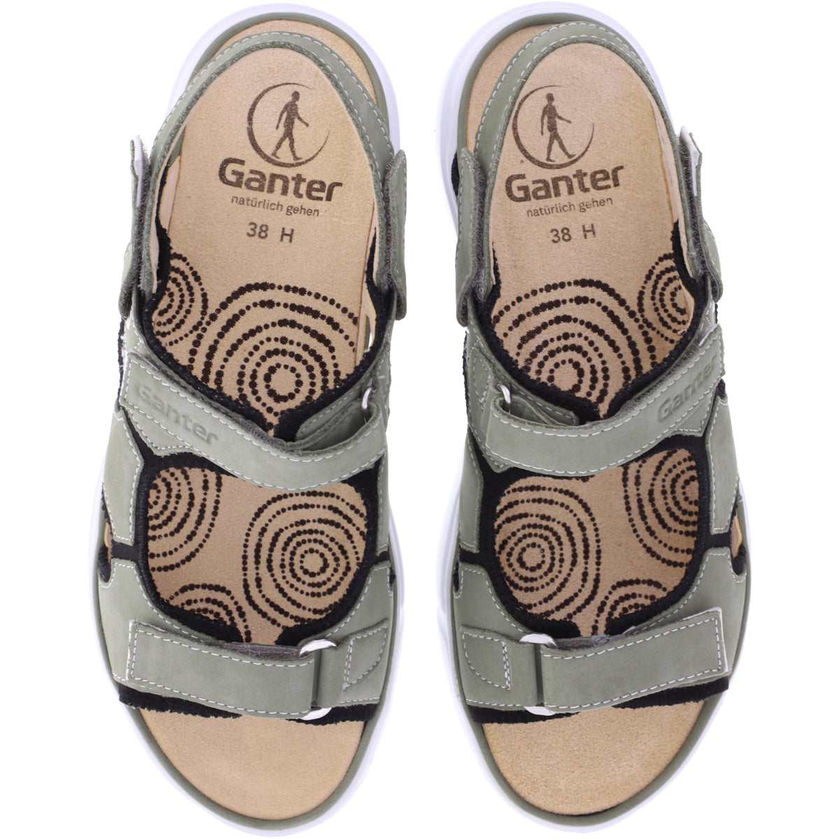 Ganter / Halina / Salbei-Schwarz / Wechselfußbett / Weite: H / Art: 3-200412-5400 / Damen Sandalen