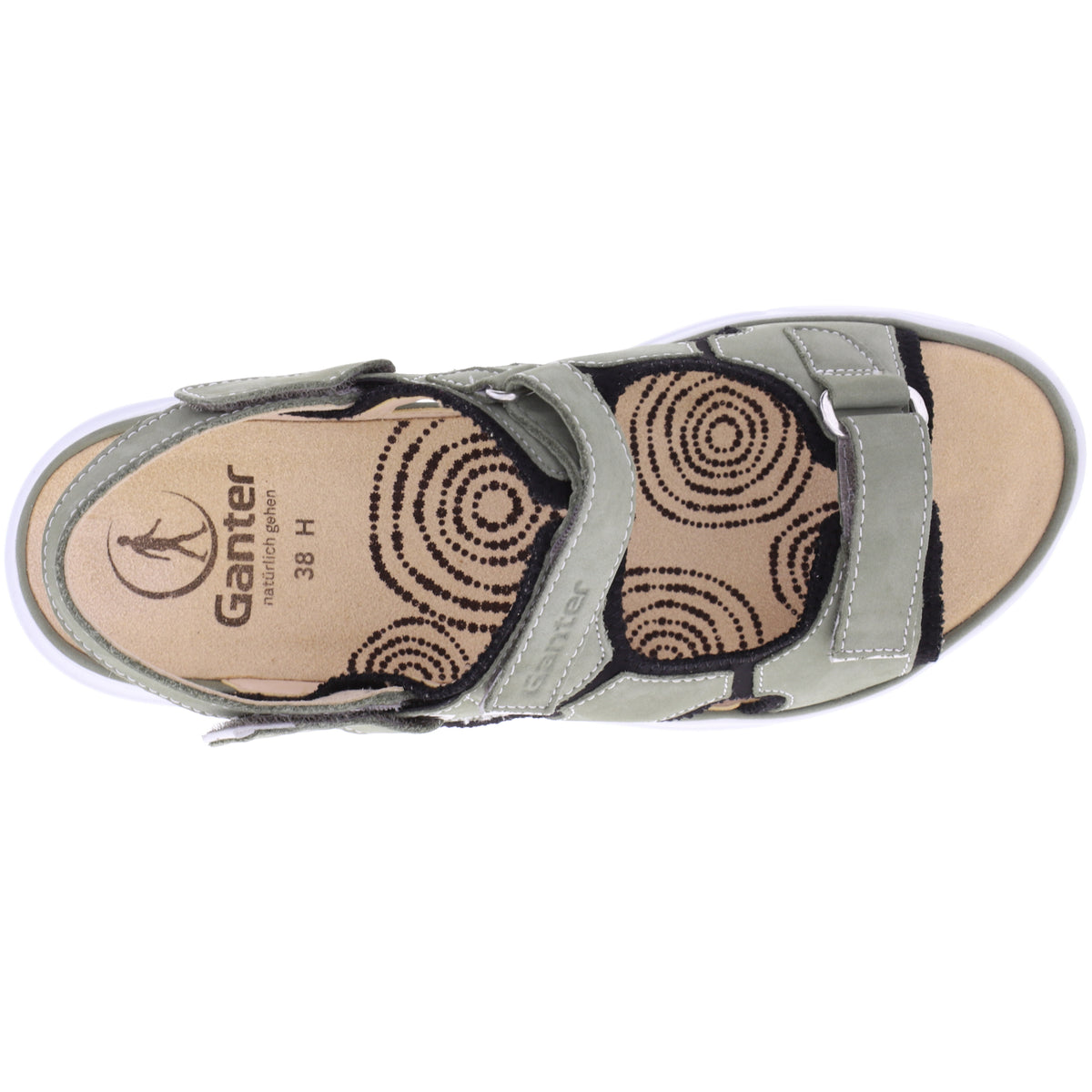 Ganter / Halina / Salbei-Schwarz / Wechselfußbett / Weite: H / Art: 3-200412-5400 / Damen Sandalen