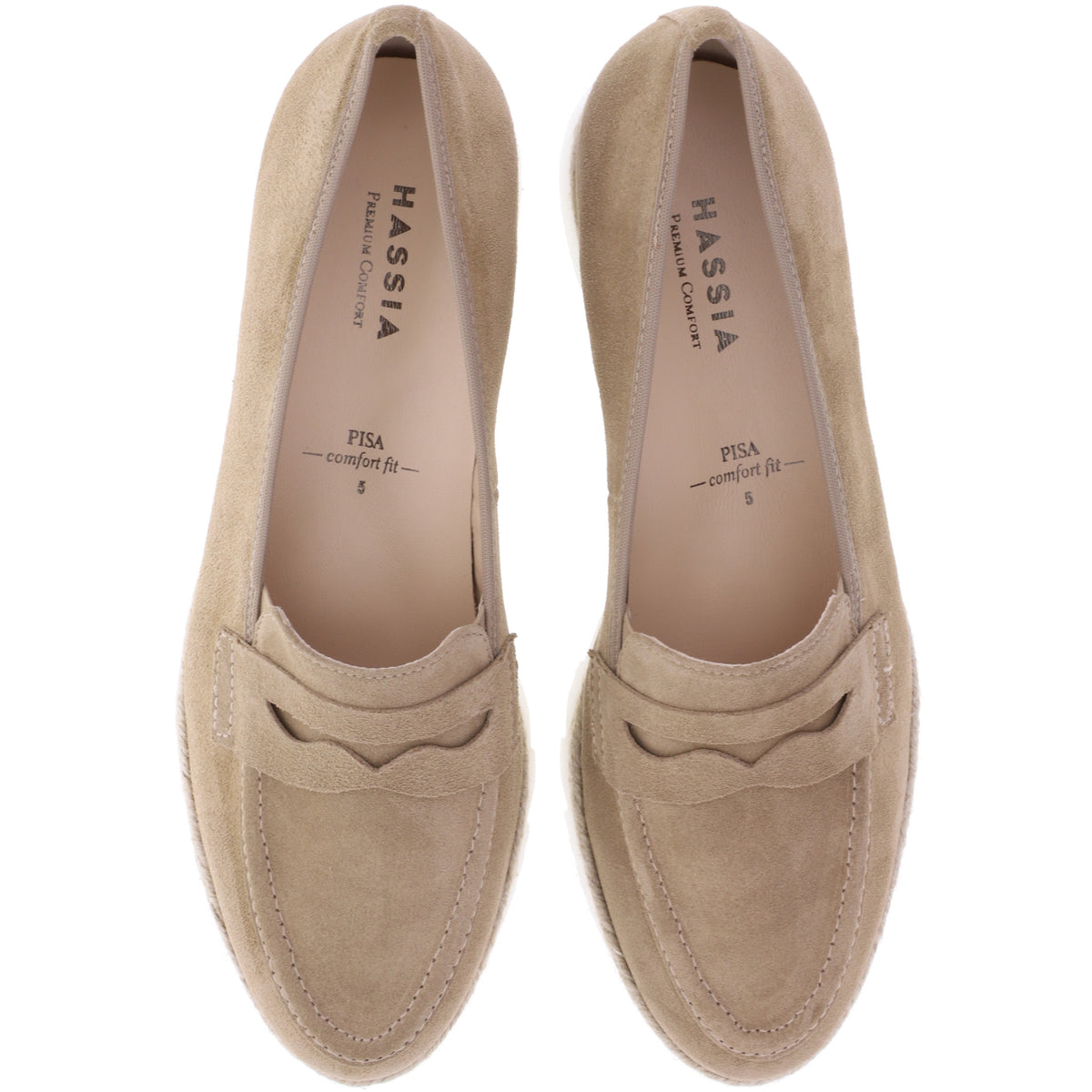 Hassia / Pisa / Natur Braun Veloursleder / Wechselfußbett / Art: 3-301545-1000 / Damen Slipper
