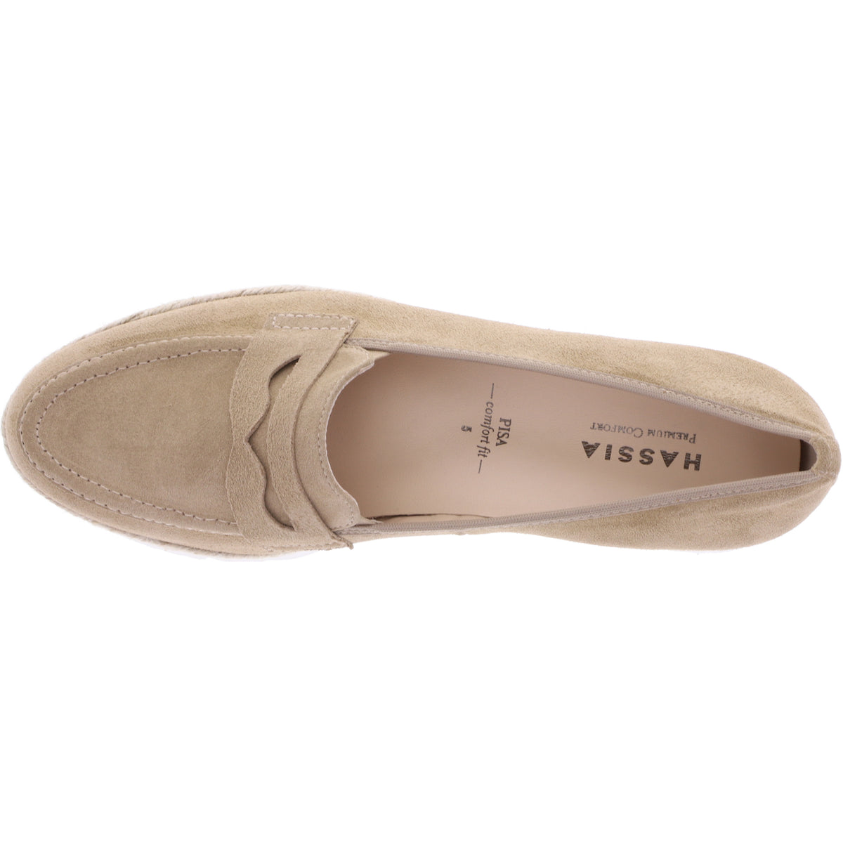 Hassia / Pisa / Natur Braun Veloursleder / Wechselfußbett / Art: 3-301545-1000 / Damen Slipper