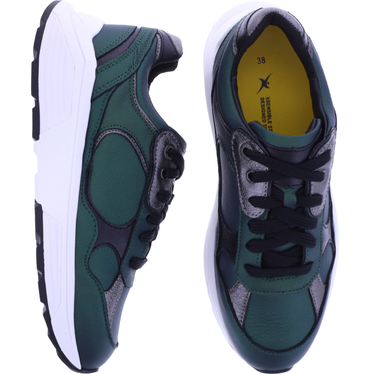 Xsensible Stretchwalker | Helix | Forest-Grün Metallic | Leder | 330054-499 | Damen Premium Sneakers