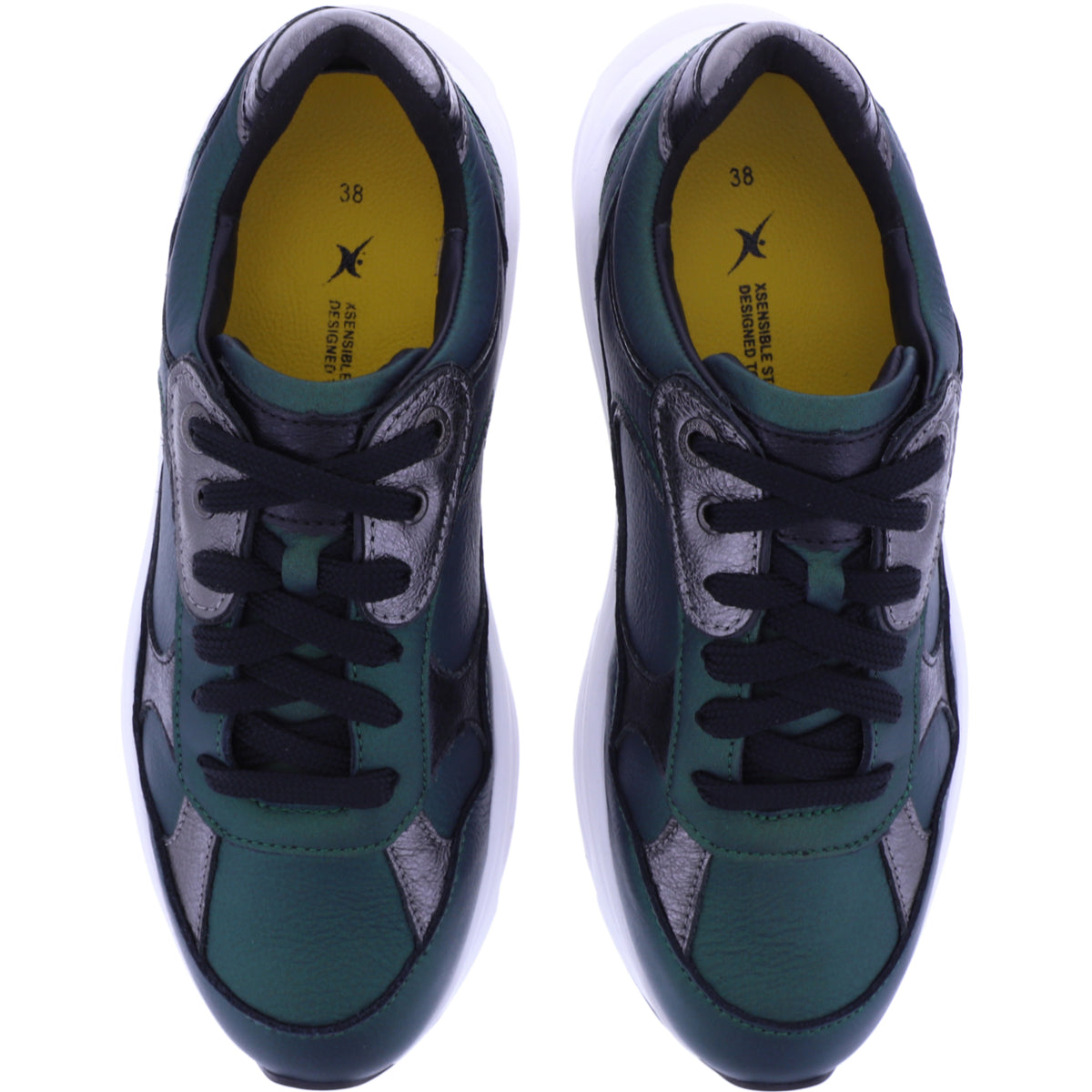Xsensible Stretchwalker | Helix | Forest-Grün Metallic | Leder | 330054-499 | Damen Premium Sneakers