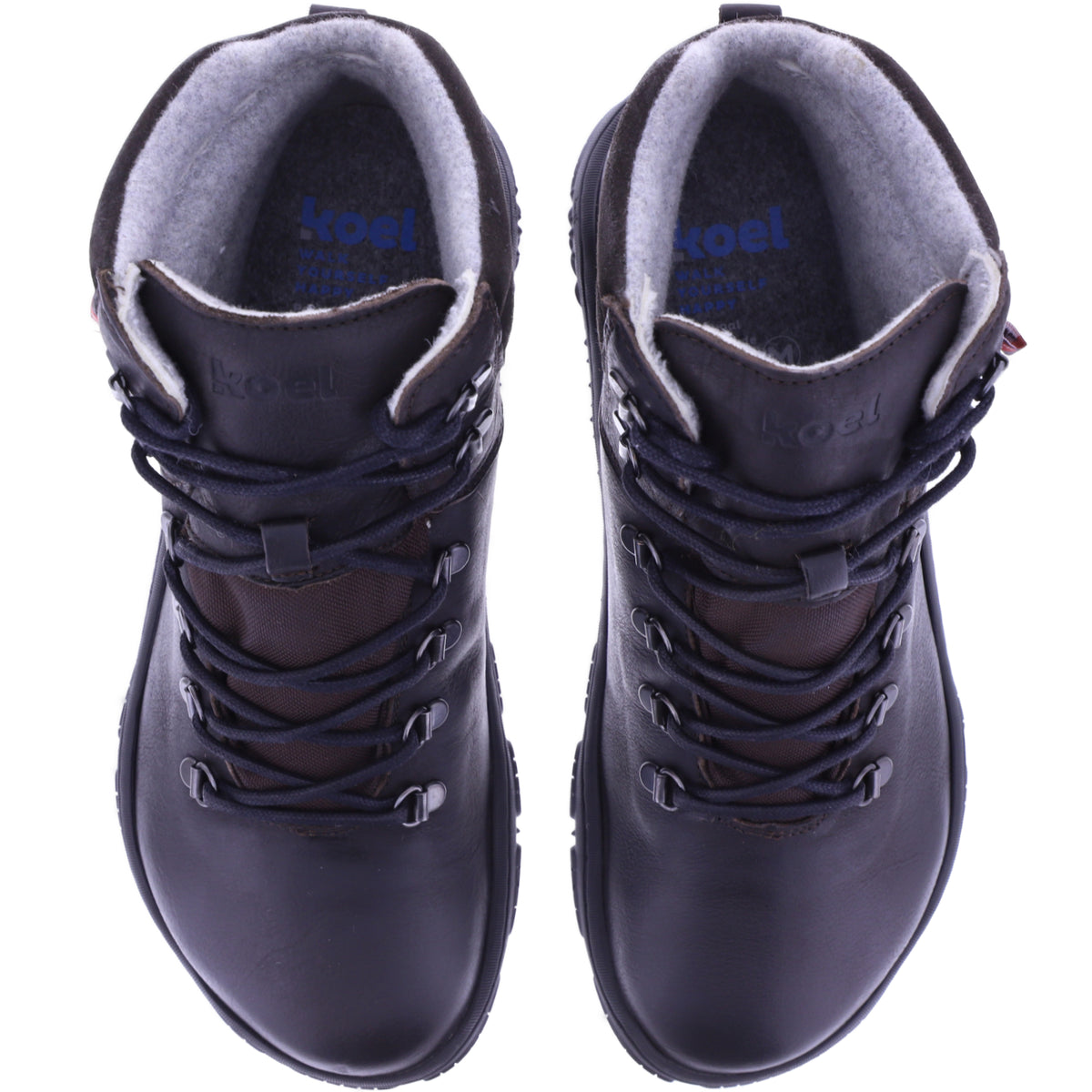 Koel | Riko | Brown-Dunkelbraun | Hydroleder mit Merinowollfutter | Herren Barfußstiefelette
