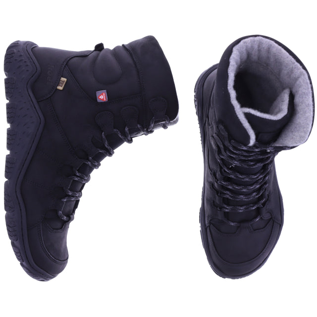 Koel | Riso | Schwarz | Fettleder mit Merinowollfutter und Tex | Herren Barfußstiefelette