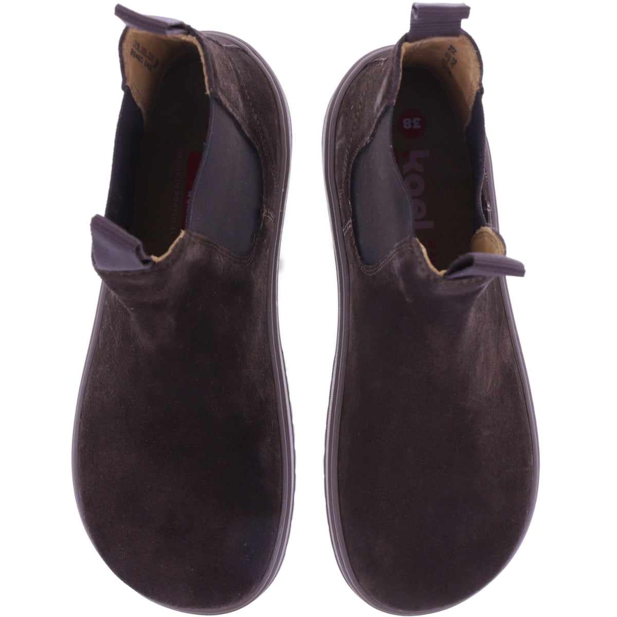 Koel | Gavien | Chocolate-Dunkelbraun | Veloursleder | Damen Barfuß-Chelsea-Boots