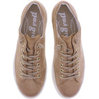 Paul Green | 4081-649 | Beige-Cognac Velours | Weiches Kalbsleder | Damen Sneaker