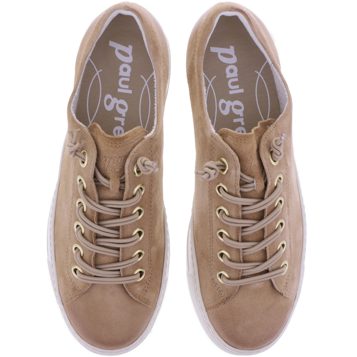 Paul Green | 4081-649 | Beige-Cognac Velours | Weiches Kalbsleder | Damen Sneaker