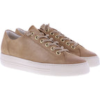 Paul Green | 4081-649 | Beige-Cognac Velours | Weiches Kalbsleder | Damen Sneaker