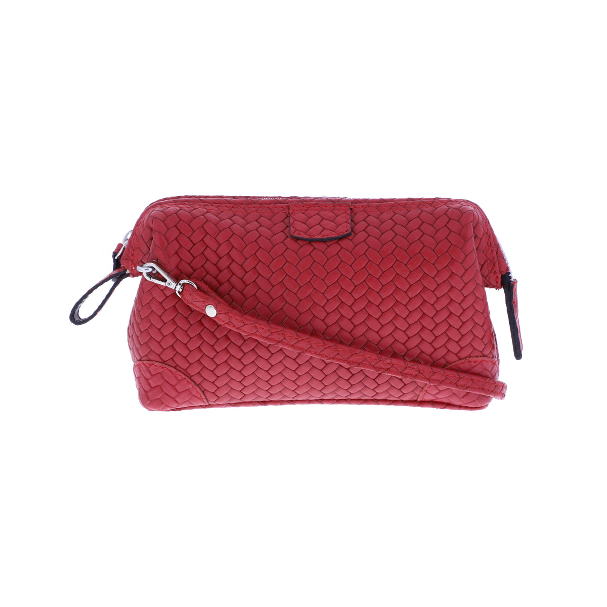 F. Hammann / Premium Mini Doc Bag Handtasche / Rot Flecht Kalbsleder / Made in Germany