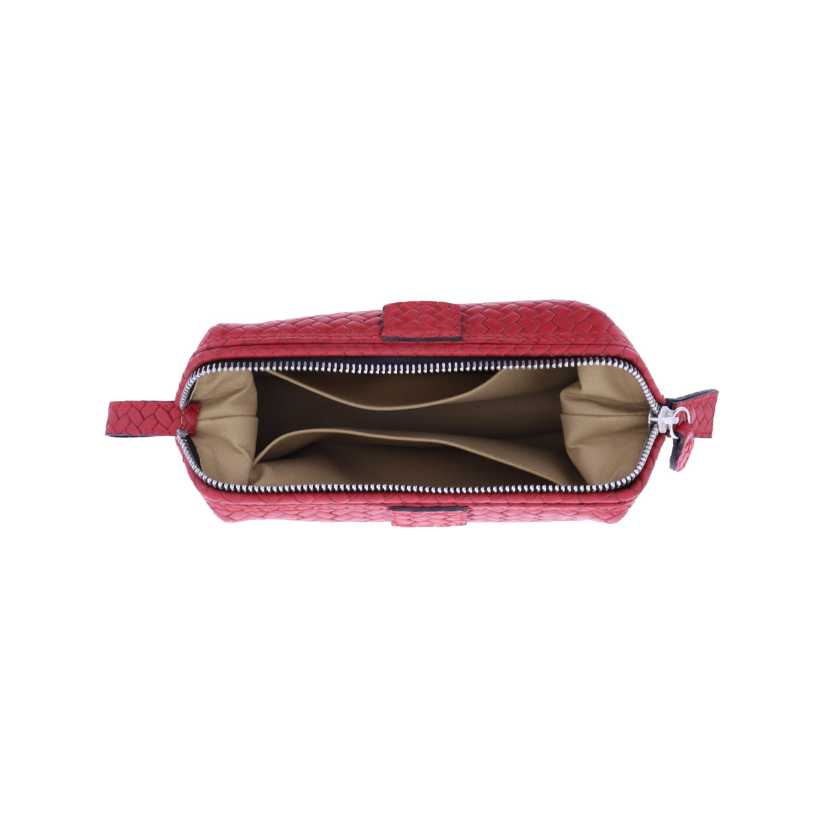 F. Hammann / Premium Mini Doc Bag Handtasche / Rot Flecht Kalbsleder / Made in Germany
