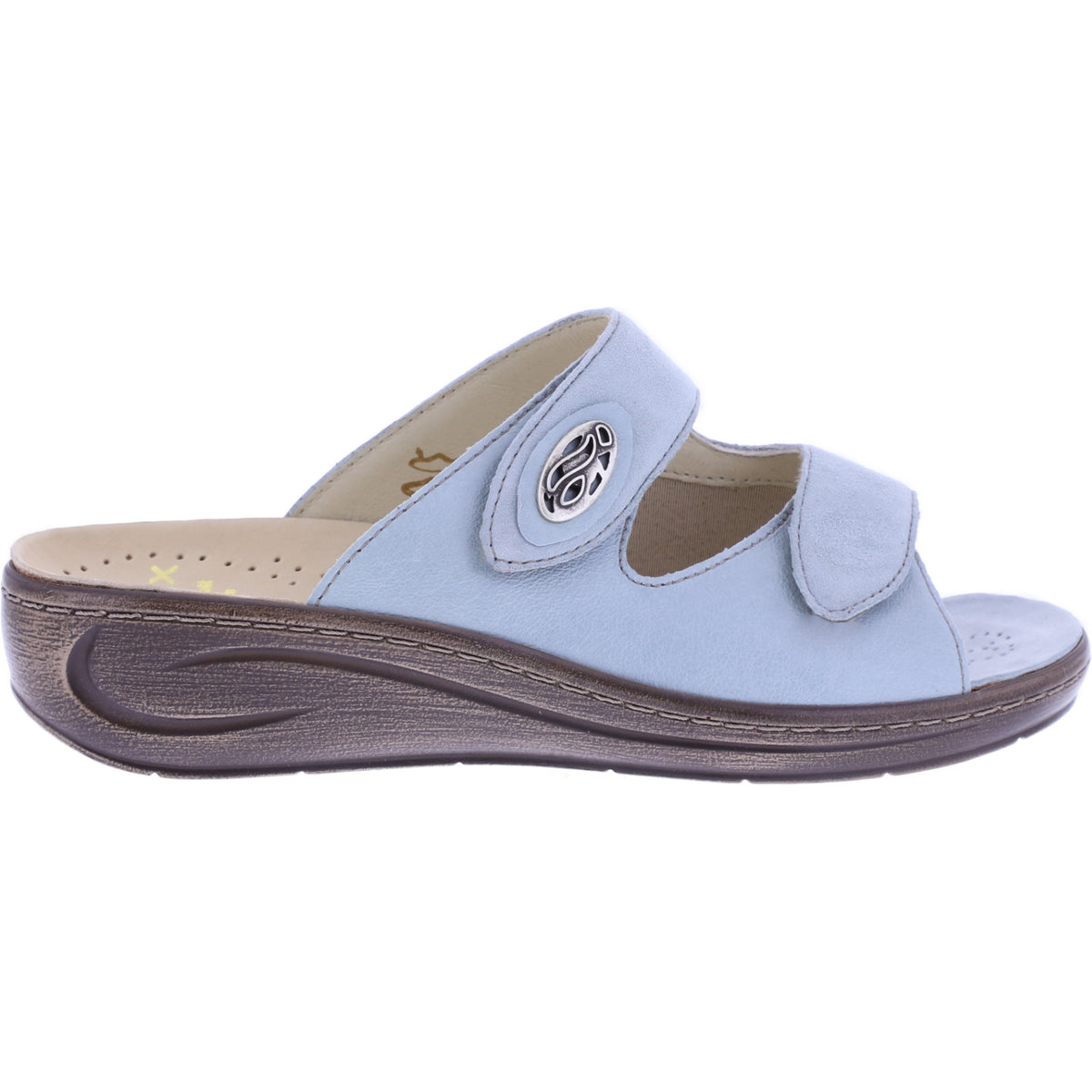 Fidelio | Fabia | Mistral-Corny Hellblau | Leder-Stretch | Hallux | Weite: F½ | Damen Pantoletten