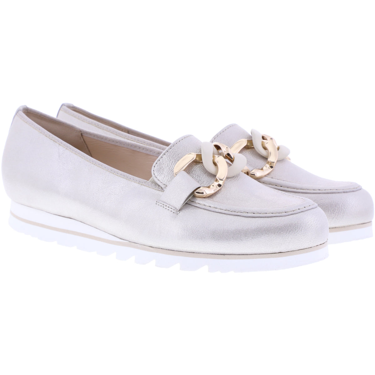 Hassia / Pisa / Platin Gloss Leder / Wechselfußbett / Art: 5-301547-7500 / Damen Slipper