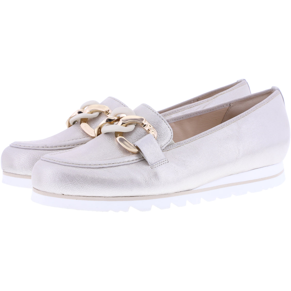 Hassia / Pisa / Platin Gloss Leder / Wechselfußbett / Art: 5-301547-7500 / Damen Slipper