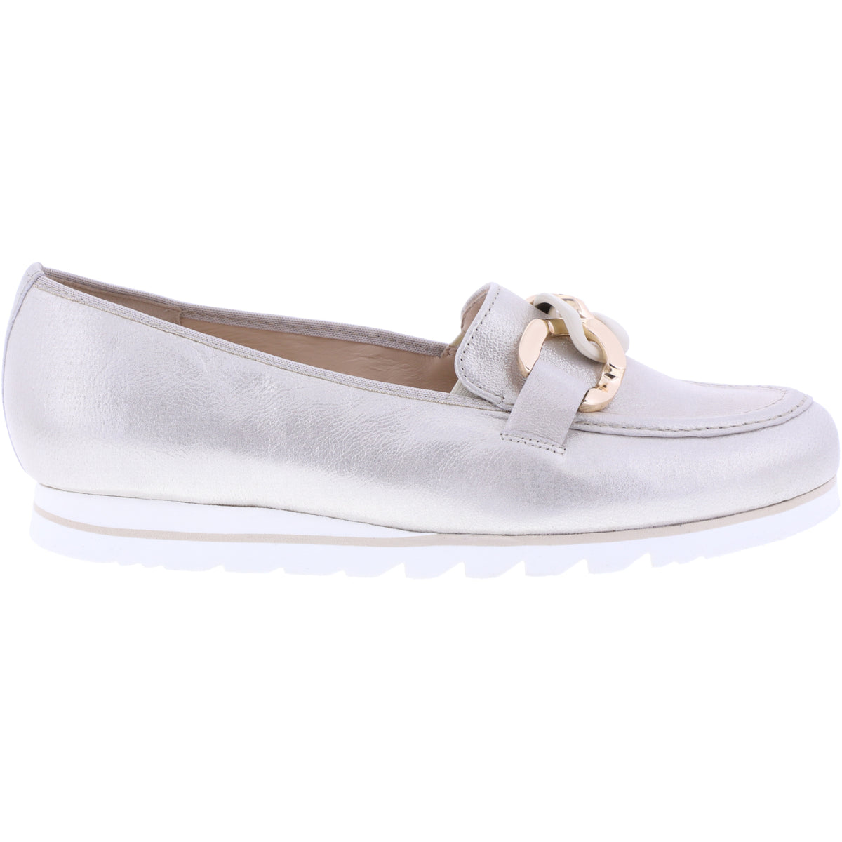 Hassia / Pisa / Platin Gloss Leder / Wechselfußbett / Art: 5-301547-7500 / Damen Slipper