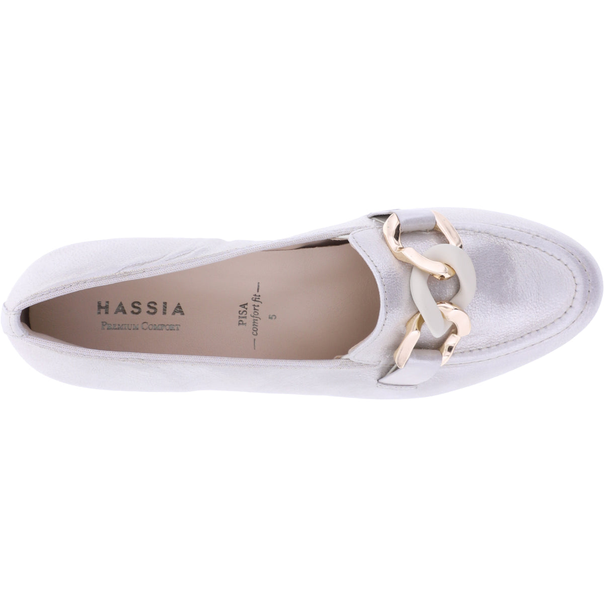 Hassia / Pisa / Platin Gloss Leder / Wechselfußbett / Art: 5-301547-7500 / Damen Slipper