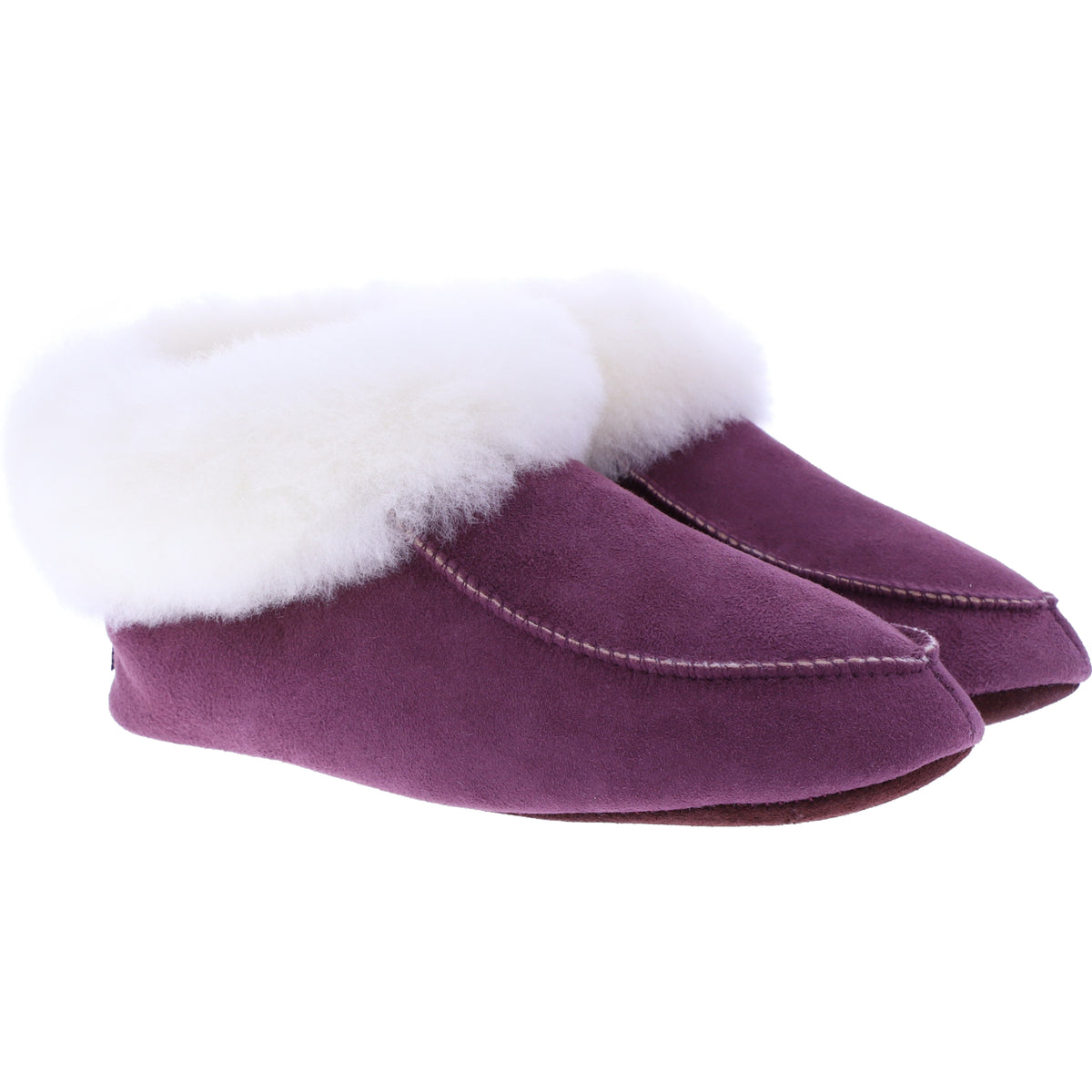 Kitz Pichler / Modell: Biber / Purple-Lila Leder mit Lammfellfutter / Damen Komfort Hausschuhe