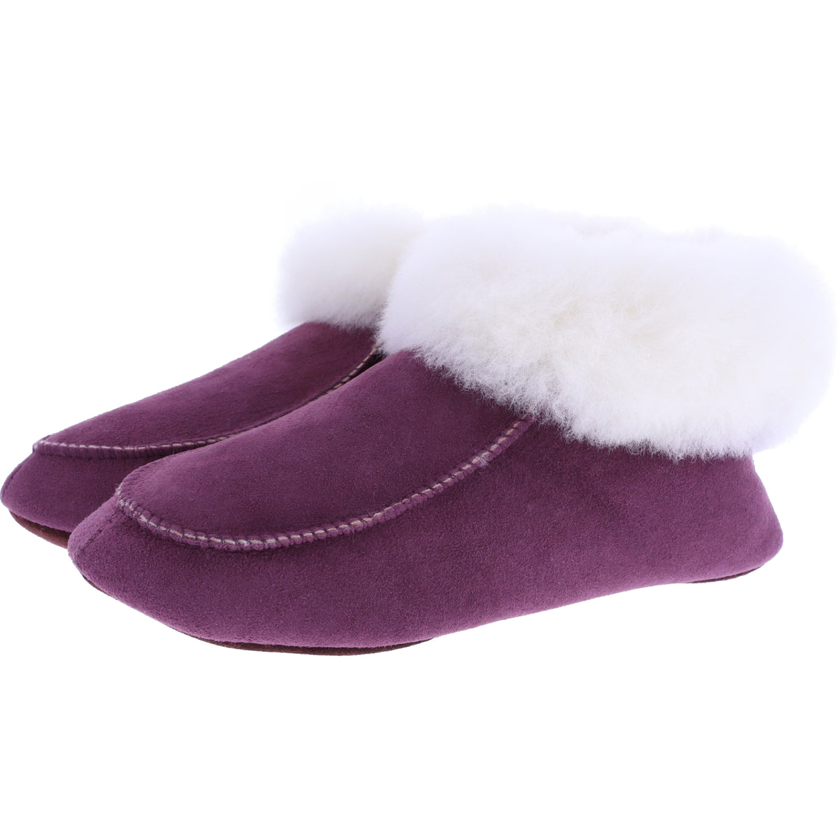 Kitz Pichler / Modell: Biber / Purple-Lila Leder mit Lammfellfutter / Damen Komfort Hausschuhe