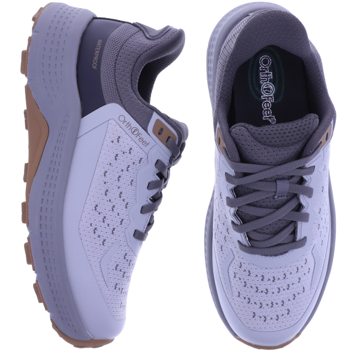 Orthofeet® | Expedition Trail Low | Hellgrau/Terracotta | Hands-Free Schuhe - wasserfest | Damen