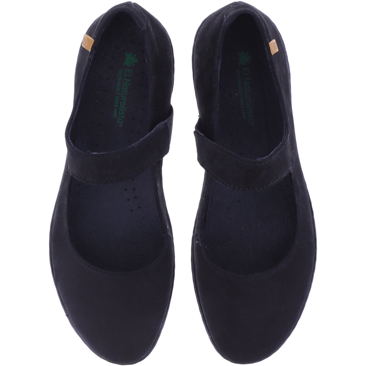 El Naturalista | Coral | N5301 | Schwarz-Schwarz | Kalbsleder | Damen Riemchen-Ballerinas
