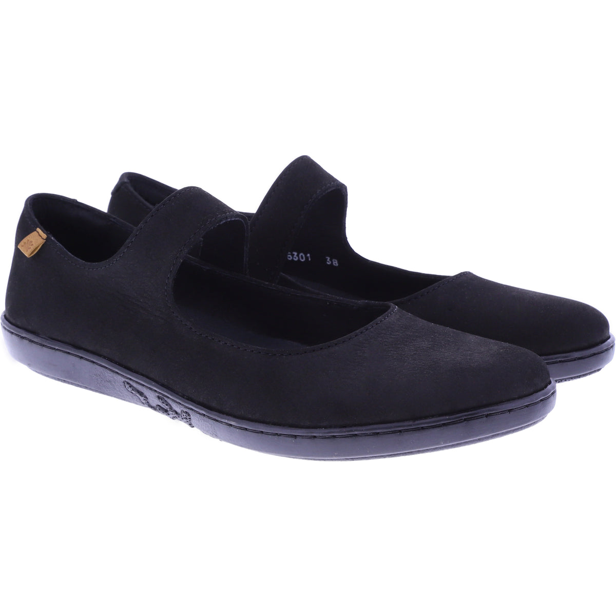 El Naturalista | Coral | N5301 | Schwarz-Schwarz | Kalbsleder | Damen Riemchen-Ballerinas