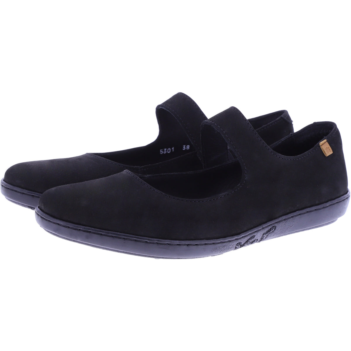 El Naturalista | Coral | N5301 | Schwarz-Schwarz | Kalbsleder | Damen Riemchen-Ballerinas