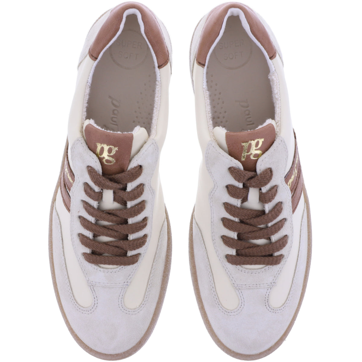 Paul Green | 5437-149 | Beige-Braun Vintage Look | Weiches Kalbsleder | Damen Sneaker