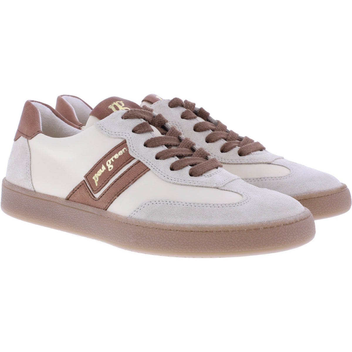 Paul Green | 5437-149 | Beige-Braun Vintage Look | Weiches Kalbsleder | Damen Sneaker