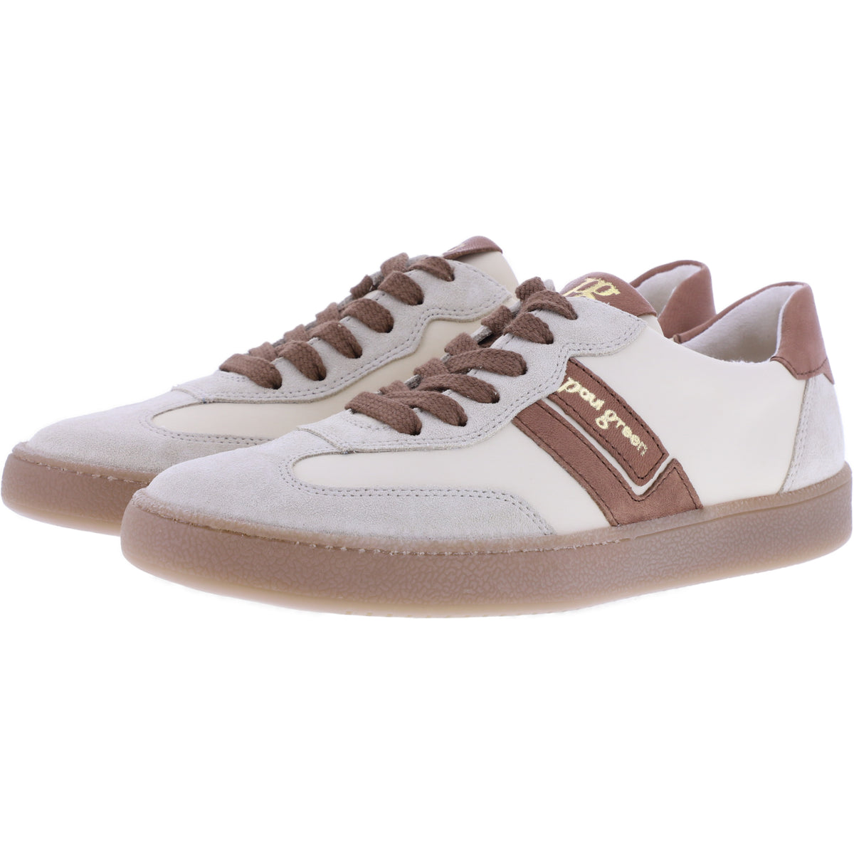 Paul Green | 5437-149 | Beige-Braun Vintage Look | Weiches Kalbsleder | Damen Sneaker