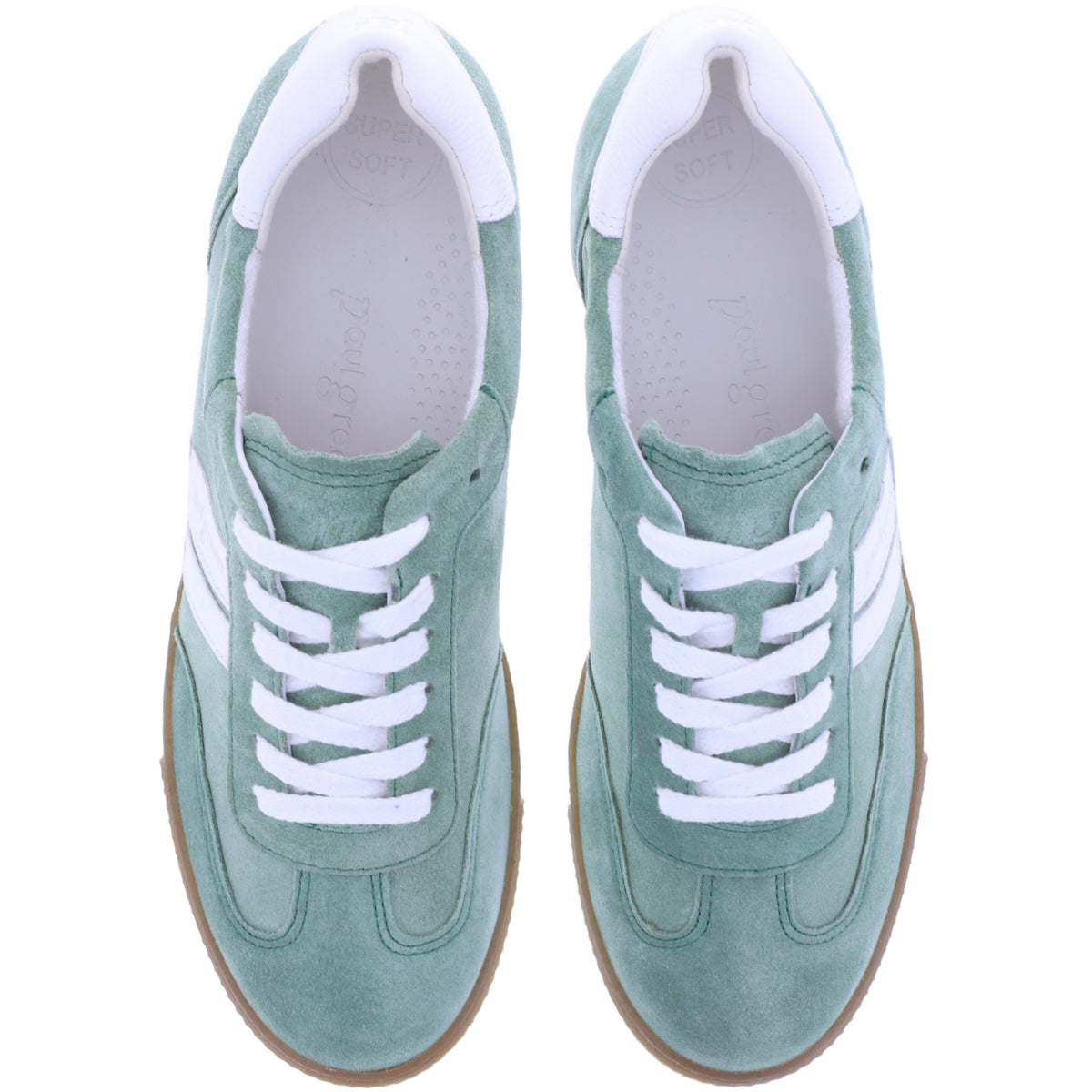 Paul Green | 5450-257 | Wasabi-White-Grün | Velours-Kalbsleder | Damen Sneaker
