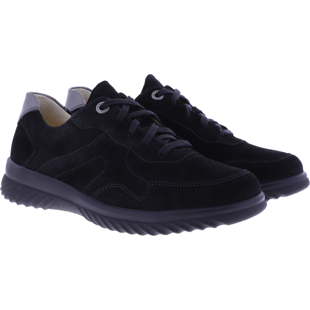 Ganter / Heike / Schwarz Casualvelours / Weite: H / Kalbsleder / 6-204522-0100 / Damen Schnürer