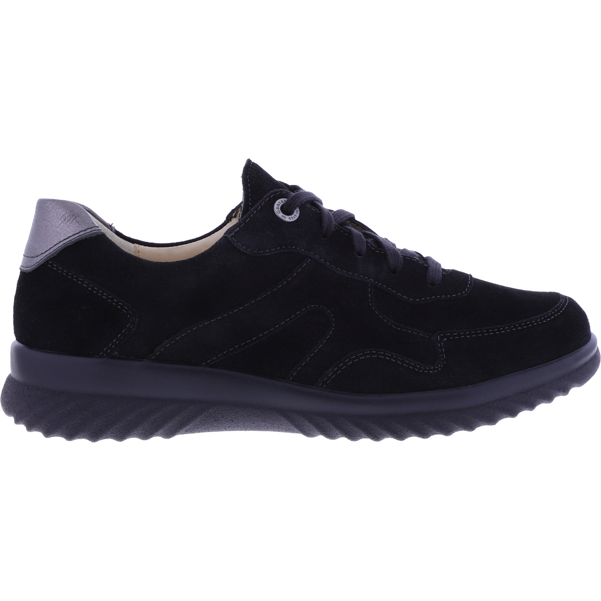 Ganter / Heike / Schwarz Casualvelours / Weite: H / Kalbsleder / 6-204522-0100 / Damen Schnürer
