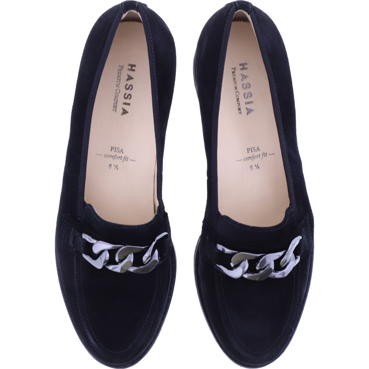 Hassia / Pisa / Schwarz Softvelour / Wechselfußbett / 6-301578-0100 / Damen Slipper
