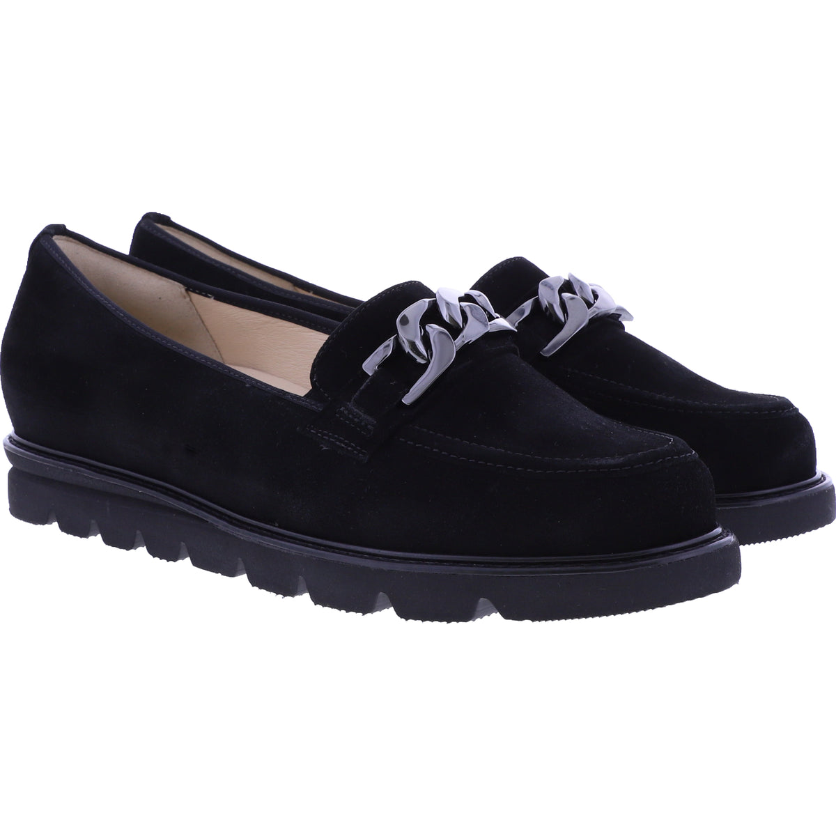 Hassia / Pisa / Schwarz Softvelour / Wechselfußbett / 6-301578-0100 / Damen Slipper