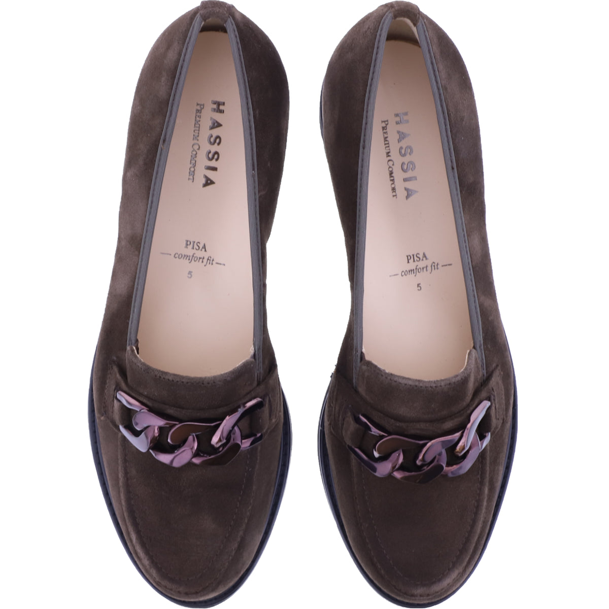 Hassia / Pisa / Dunkelbraun Softvelour / Wechselfußbett / 6-301578-8600 / Damen Slipper