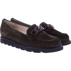 Hassia / Pisa / Dunkelbraun Softvelour / Wechselfußbett / 6-301578-8600 / Damen Slipper
