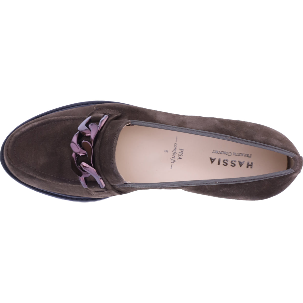 Hassia / Pisa / Dunkelbraun Softvelour / Wechselfußbett / 6-301578-8600 / Damen Slipper