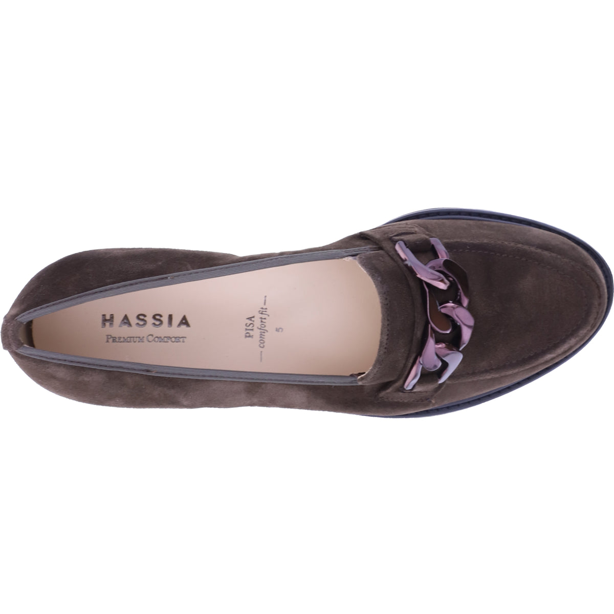 Hassia / Pisa / Dunkelbraun Softvelour / Wechselfußbett / 6-301578-8600 / Damen Slipper