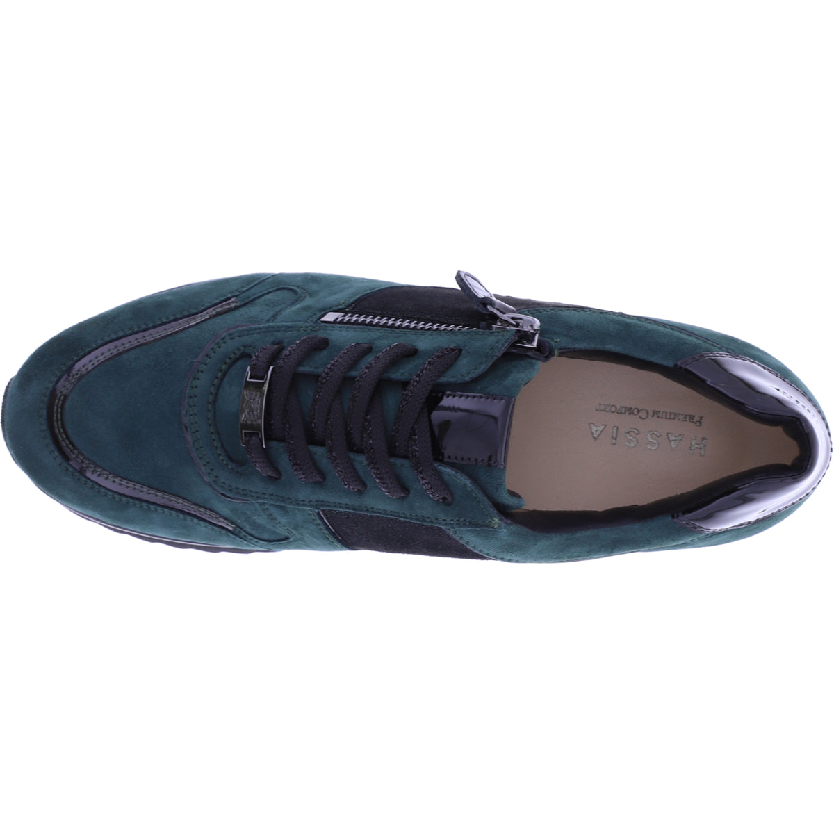 Hassia / Porto / Smaragd-Schwarz Samtziege / Wechselfußbett / 6-302034-5101 / Damen Sneaker