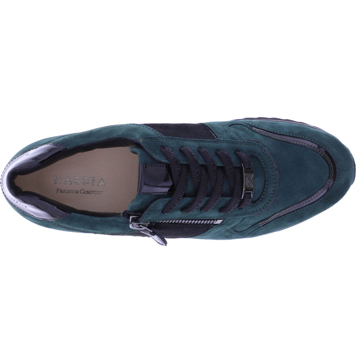 Hassia / Porto / Smaragd-Schwarz Samtziege / Wechselfußbett / 6-302034-5101 / Damen Sneaker
