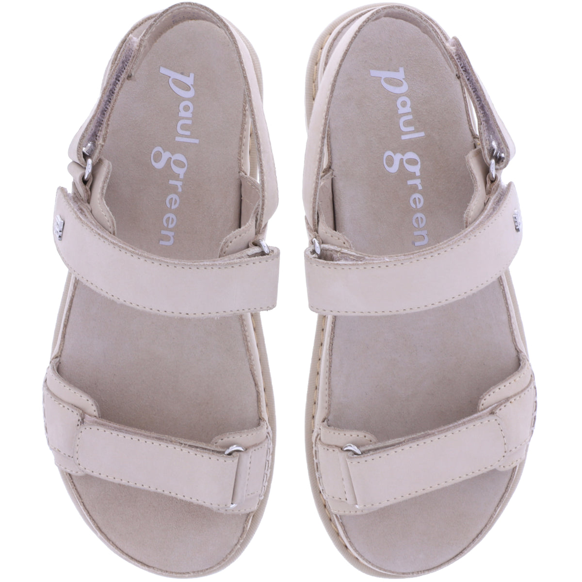 Paul Green | 6175-049 | Beige | Weiches Kalbsnubukleder | Damen Komfort Sandale