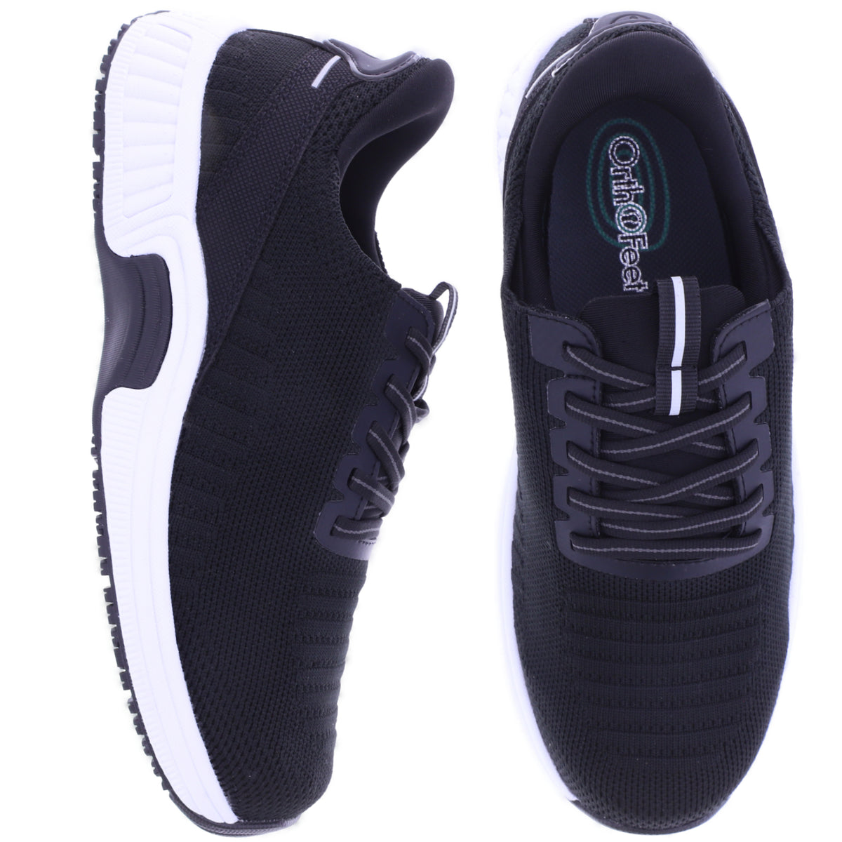 Orthofeet® | Kita | Schwarz-Weiß | Hands-Free Schuhe mit Fersendämpfung | Damen Schnürer