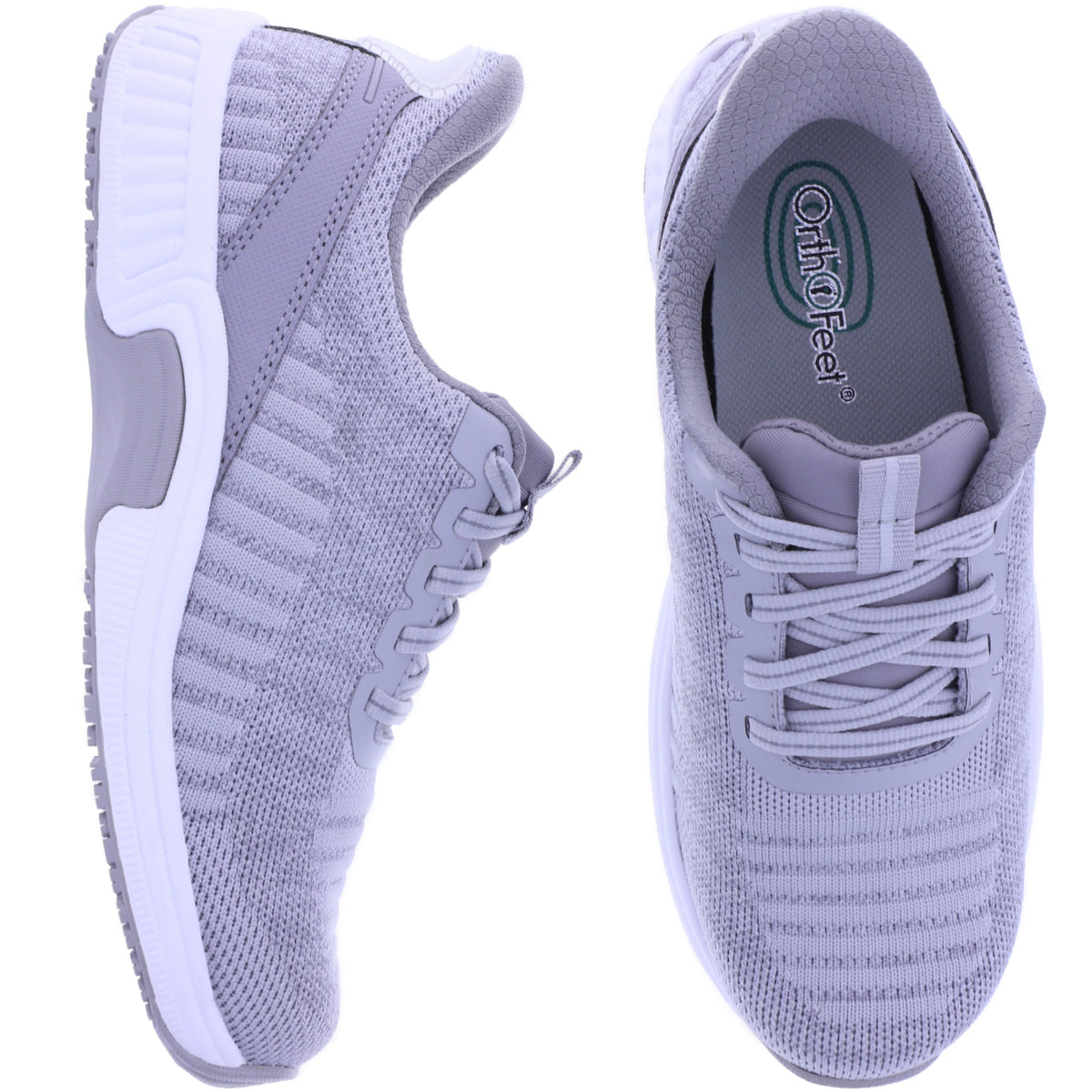 Orthofeet® | Kita | Hellgrau | Hands-Free Schuhe mit Fersendämpfung | Damen Schnürer