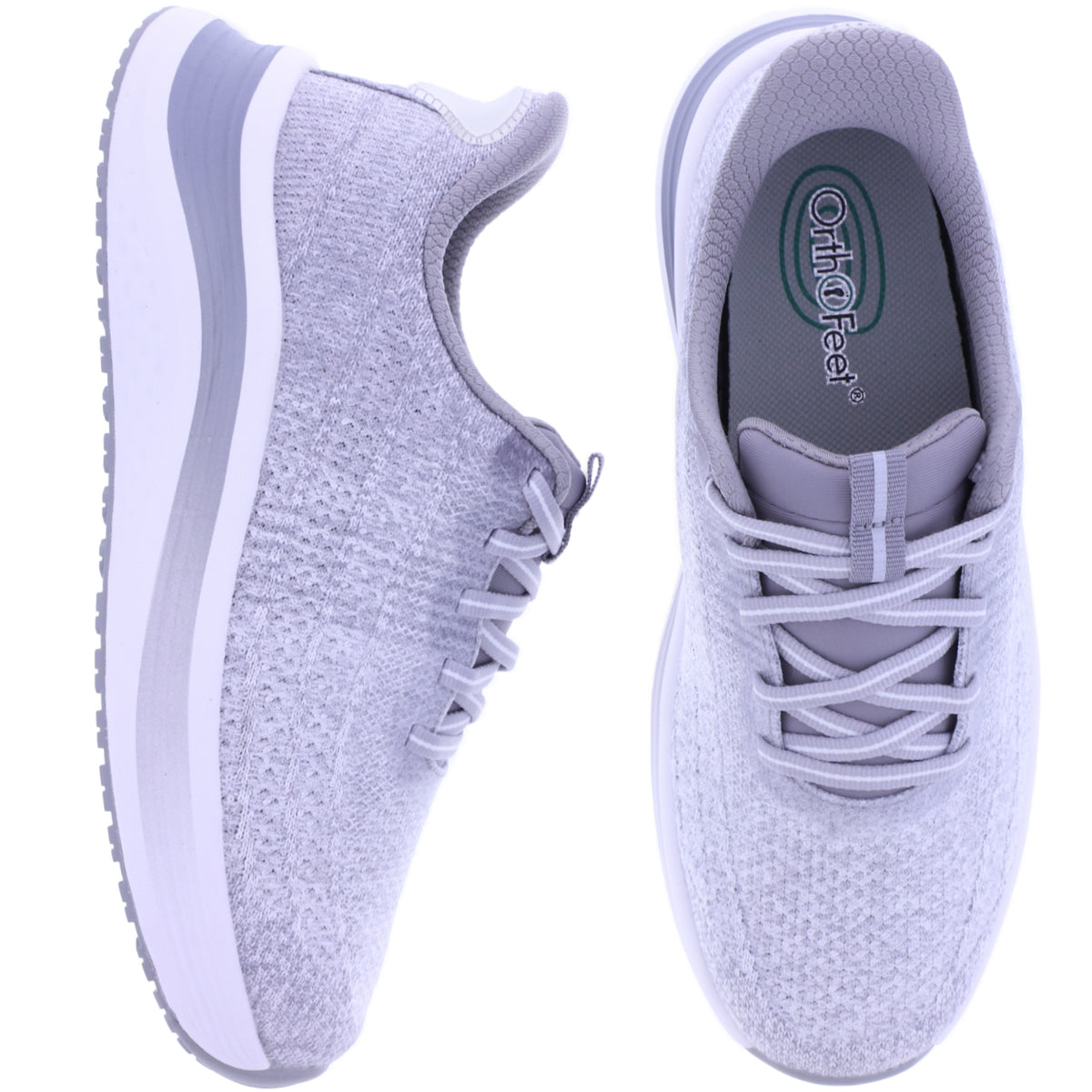 Orthofeet® | Nira | Light Gray Hellgrau | Hands-Free Schuhe mit Fersendämpfung | Damen Schnürer